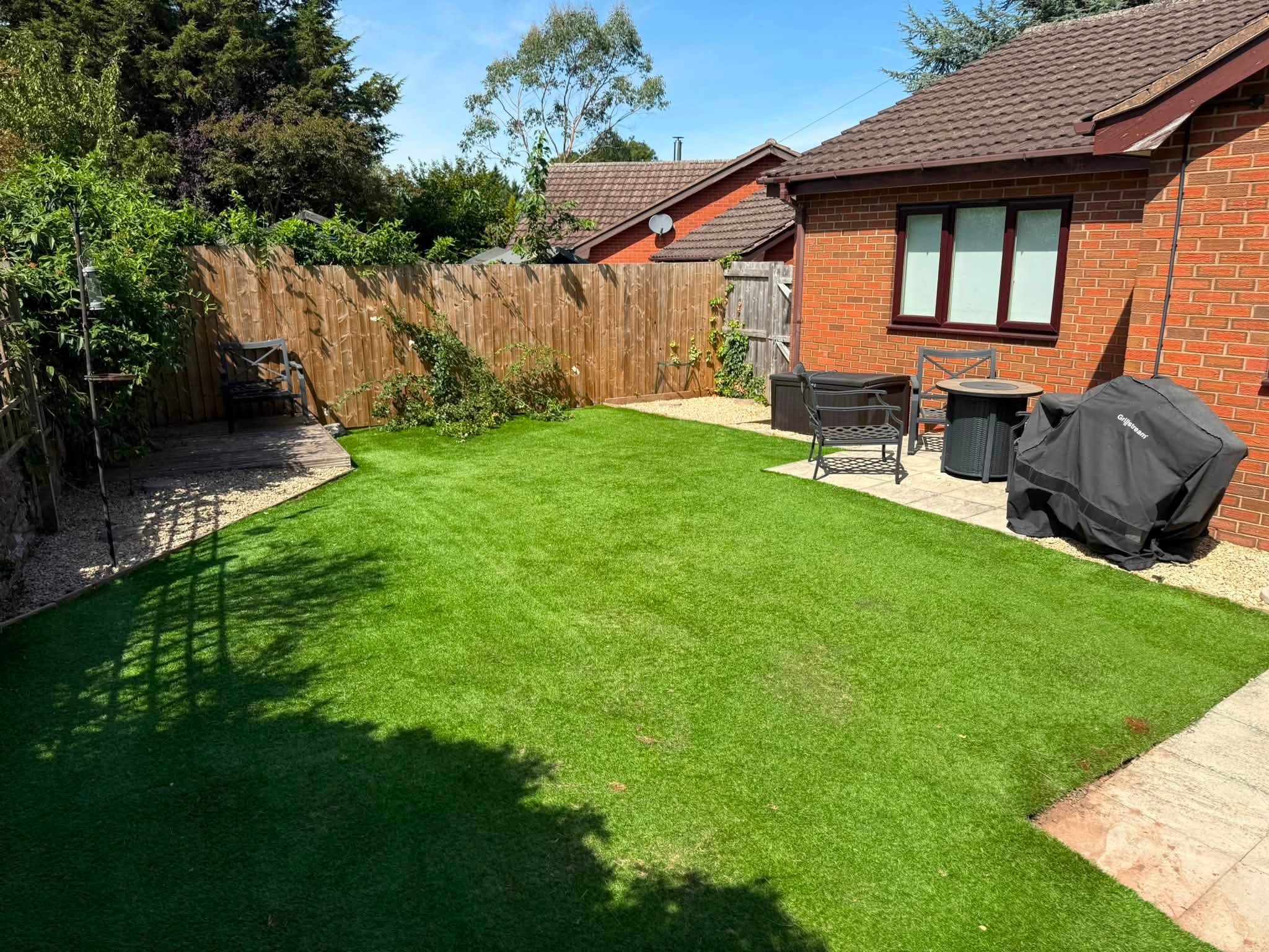 AstroTurf cleared of grass and weeds